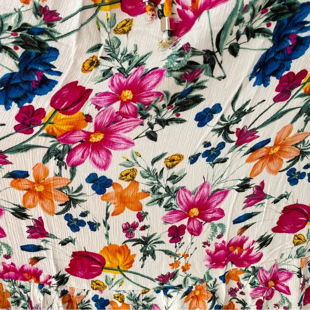 ROBERT LOUIS WHITE FLORAL TIERED MAXI SKIRT - Picture 6 of 8